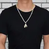 Gioielli da uomo Collana con ciondolo hip-hop Ghiacciato Microfono con borsa per soldi Oro argento Colore Zircone cubico Catena da tennis gratuita