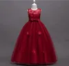 2018 Puffy Princess Dresses for Kids Appliqued senza maniche Flower Girls Abito da sera Lunghi costumi da pianista 5-16 anni