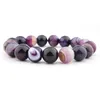 Bracelet en cristal naturel Bracelet 14mm violet rayé rêve Agate boule bricolage cristal perle Bracelet bijoux femmes