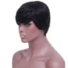 Direto da fábrica moda rihanna legal curto penteado perucas bestseller peruca preto em linha reta celebridade penteado encantador estilo sintético