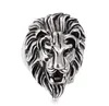 Anneau de lion dominant en acier noir en acier noir en argent en argent or exagéré