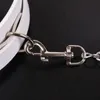 Sexy White Soft Bondage Slave Collar With Stainless Steel Leash #t89