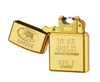 Newest Gold Brick Double Single Usb Arc Lighter Cigarette Electronic Electric Rechargeable pulse Lighters Gift Box For Smoking Too4500421
