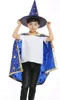 Halloween Cloak Cap Party Cosplay Prop voor Festival Fancy Dress Kinderen Kostuums Heks Wizard Toga Robe en Hoeden Kostuum Cape Kids WSD002