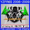 Body For YAMAHA YZF R6 S R 6S YZF600 YZFR6S 06 07 08 09 231HM.0 YZF-600 YZF R6S YZF-R6S 2006 2007 2008 2009 Fairings Kit Green flames black