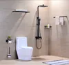 ロリア高級マットブラック露出バスルームシャワーセットスクエアスタイル入浴シャワーミキサー蛇口