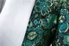 Underbara nya mönster Skräddarsydda brudgummen Tuxedo Green Floral Printed Men Suit för Wedding Mens Suits Set 2st (Jacket + Black Pants)