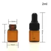 Flacone di vetro trasparente ambrato da 2 ml E-liquid Profumo Campione di vetro Flacone contagocce Olio essenziale E fiale di succo LX1181