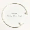 Skruva av 925 Silver Bangle, 2mm Fine Sterling Silver Justerbar Öppning Bangle Silver / Guldfärg, Bollar kan sättas på och DIY med charms