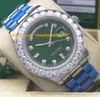 Orologi di lusso 18 carati argento / oro quadrante verde con diamanti più grandi lunetta 118348 - OROLOGIO PETTO 41mm orologio da polso automatico da uomo alla moda