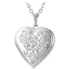 U7 fotoram minne locket hänge halsband silver / guld färg romantisk kärlek hjärta vintage rosa blomma smycken kvinnor gåva p326