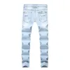 Rose Embroidery Jeans High Quality Fashion Blue Black Ripped Male Pants Tide Slim Pants