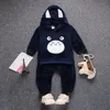 2PCS Baby Winter Clothes Set Tute per bambini Abbigliamento per bambini Abiti Bambini Ragazzi Ragazze Cartoon Felpe con cappuccio in velluto Pantaloni