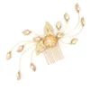 Acessórios de cabelo pente de cabelo de noiva com pérolas folhas douradas joias de cabelo de noiva acessórios de casamento para mulheres BW-HP838