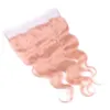 Горячие Продаем Pink Human Bundle волос предложения 3шт с фронтальным Body Wave Pure Pink Virgin переплетений волосы с полной Lace Фронтальная Закрытие 13x4