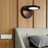 Round Rotary LED Wall Light Modern Bedroom Bedside Sconce Stair Aisle Light Living Room Black White Wall Lamps