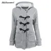 Wholesale-Horn button Jacket coat Winter Autumn women slim plus size warm Medium long hooded OverCoat 6XL 5XL 6 colors jacket for women