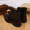 Red Side Wine Zipper Men Enkle Echte lederen veterschoenen Dress Booties Mens Pointed Toe Cowboy Militaire laarzen S