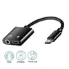 2 i 1 typ C AUX-ljudkabeladapter USB-typ C till 3,5 mm hörlursuttagskostnadsadapter för Samsung Smart Phone 100PCS / Lot