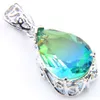 Luckyshine Vogue Women's Water Drop Watermelon Tourmaline Pendantn Gems 925 Sterling Silver Naszyjnik Biżuteria