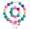 Kinderen sieraden set eenhoorn paard kleurrijke kralen bubblegum chunky kraal ketting armbanden voor kinderen met hangers kerstcadeau meisjes