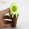 Cool ice cream pipe cone pink green white silicone smoking pipes with layer glass bowl dab bubbler herb dab rig Siliclab design