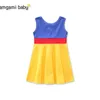 INS Cute Baby Mädchen Prinzessin Baumwolle Kleid Ärmel Bogen Patchwork Knielangen Weiche Mädchen Kleidung Meerjungfrau Party Weihnachten Kleider