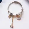 Bracciale con catena a mano in cristallo con perline fai-da-te Bracciale regolabile in acciaio inossidabile da donna Bracciale con perline stile Pandora 20 Bracciale da donna