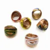 12pcs/lot مختلطة بشكل عشوائي مع الصقيل الملون Murano Glass Lampwork Rings للنساء إحباط أكثر 18-19 ملم هدية حفل زهرة