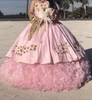 2019 Nuovo Ricamo Puffy Abito di Sfera Abiti stile Quinceanera Cristalli Per 15 Anni Dolce 16 Plus Size Pageant Prom Abito Del Partito QC1065