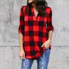 Vrouwen Plaid Shirts Casual Gebreide Blouse Armbanden Mouw Jumpers Poncho Designer Bovenkleding Sweater Patchwork Jas V-Coller Kleding YL658