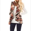 Women Lapel Plaid Cardigan Pocket Vest Coat Irregular Check Sleeveless Jacket Open Front Blouse Outwear Waistcoat 8 Colors AAA116