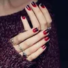 24pcs/Set Super ładne akrylowe fałszywe paznokcie kolor czarny + czerwony gradient krótki akapit 7style Pełna okładka francuskie fałszywe paznokcie