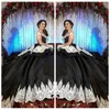 Neue Gothic Schwarz Süße 16 Quinceanera Kleider Mit Weißer Spitze Arabisch Vestidos 15 Jahre Mädchen Geburtstag Prom Kleider Benutzerdefinierte Maskerade Kleid