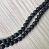 Fubaoying 16 "Natuurlijke zwarte vulkanische lava stenen ronde kralen .4 6 8 10 12 14 mm sieraden armband ketting gratis verzending groothandel