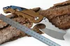 Flipper Knife D2 Satin Blade CNC Finish Steel Handle Ball Bearing Fast Open Folding Knives Frame Lock Camping Tools