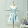 Light Sky Blue Bridesmaid Dresses Elegant Satin dresses party evening gowns lace-up with zipper back cheap