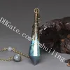 1Pc Natural Gray Moonstone Blue Flash Labradorite Gemstone 12 Facet Single Pointed Wellness Reiki Pendulum Handmade Jewelry Yoga Chakra Gift