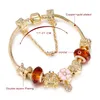 Joyería de moda chapada en oro de 18 quilates, pulsera con dijes para mujer, pulseras de cobre con cuentas de cristal grandes a la moda para mujer