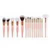 15pcsset Makeup Brushes Kit Pink Gold Handle Soft Synthetic Hair Professional for Eyeshadow Foundation Lip Brow Blending Tools DH4760703