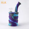 Silicone oil drum bongs with 14.4 joint glass set 10 colors for choose big bong 500ml glass water pipe for dab straw