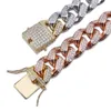 12 mm ghiacciato zircone miami a catena cubana collegamento collana girocollo in argento in oro rosa a catena hip hop gioielli