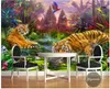 Papel de parede 3D Personalizado Foto mural Papel De Parede Floresta papagaio colorido voando lotus lagoa tigre animal das crianças pintura a óleo decoração da sua casa