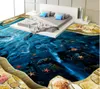 Benutzerdefinierte 3D-Fototapete 3D-Boden-Delphin-3D-Bodenboden-Wandboden für Schlafzimmer PVC Selbstklebende Tapete