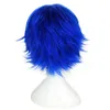 Pelucas sintéticas Peluca de disfraz resistente al calor de Cosplay azul corto para mujeres con pelo de moño6640905