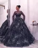 Bellissimi abiti da sera stellati Moda scollo a barchetta manica lunga soffice abito da ballo di lusso Dubai Arabia Saudita Celebrity Red Carpet Gowns