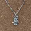12pcs / lot Antique silver Cute owl Charm Pendant Necklaces 18inches Chains Jewelry DIY A-243d