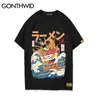 Gonthwid japonais drôle dessin animé ramène imprimé manches courtes t-shirtwear greatwear mode occasionnel HIP HOP T-shirts T-shirts Tees