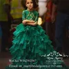 Принцесса Зеленый Спинки Дешевые Девушки Конкурс Платья 2020 Бальное платье с Длинными Рукавами Золотые Кружева Органзы Девушка День Рождения Пром Платья для Малышей