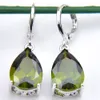 10PRS LuckyShine Fashion Shine Water Drop Fire Peridot Cubic Zirconia Gemstone Silver Dangle Oorbellen voor Holiday Wedding Party